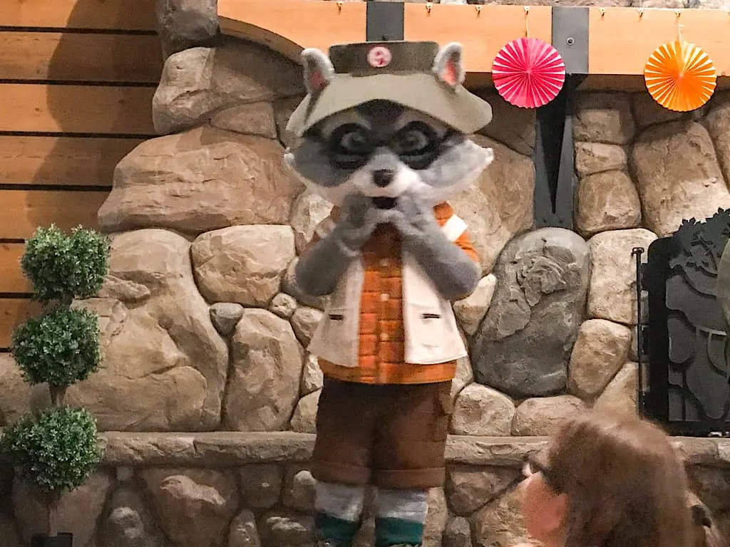 Raccoon character at Great Wolf Lodge