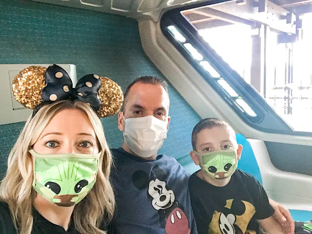 A family riding the Monorail at Disney's Contemporary Resort