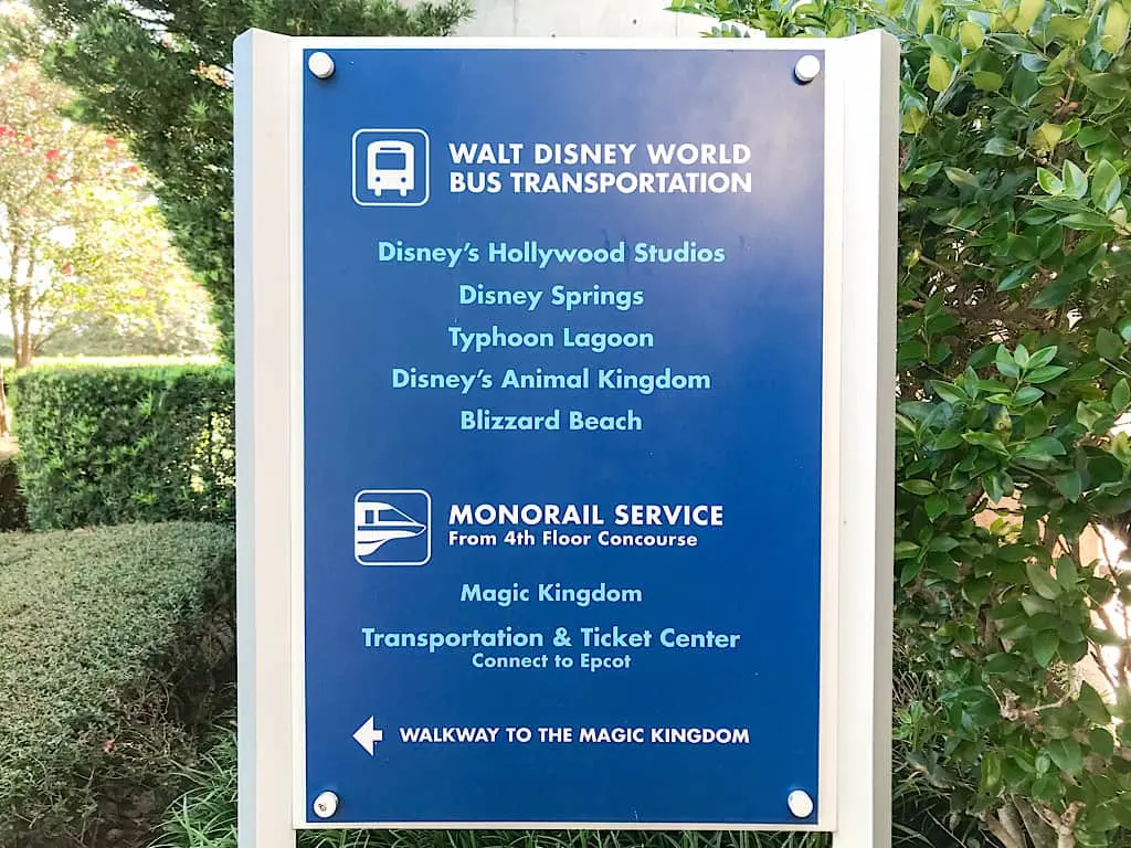 Disney World Transportation Sign at Disney World