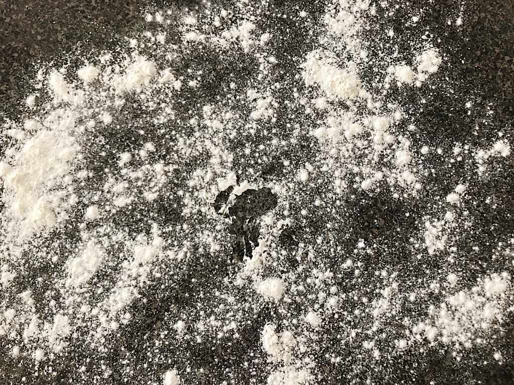 flour on counter