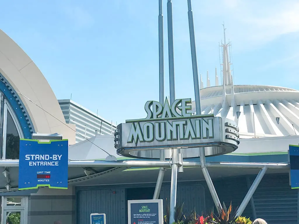 Space Mountain sign at Disney World