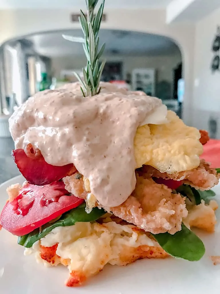 A homemade version of Fried Chicken Benedict from Hash House A Go Go