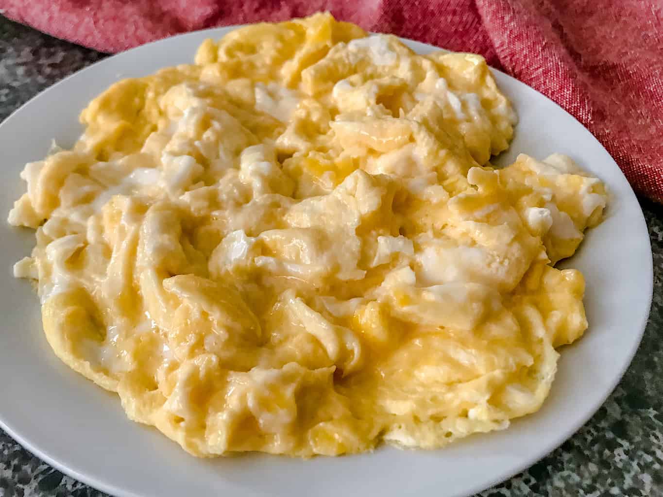 A plate of perfect scrambled eggs