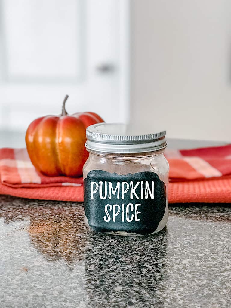 A jar of homemade pumpkin spice