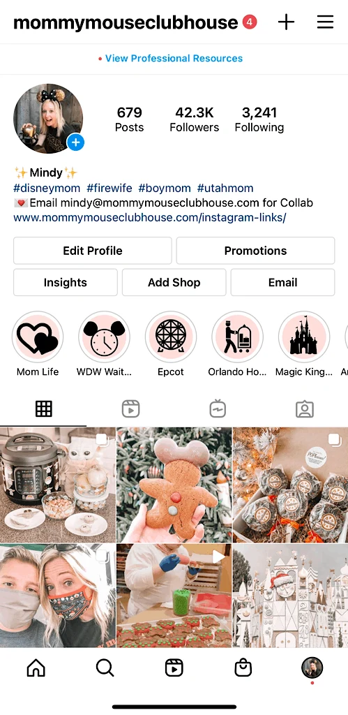 Screenshot of Mommy Mouse Clubhouse on Instagram