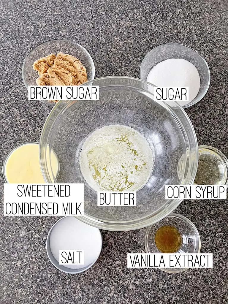 Ingredients to make Microwave soft caramels