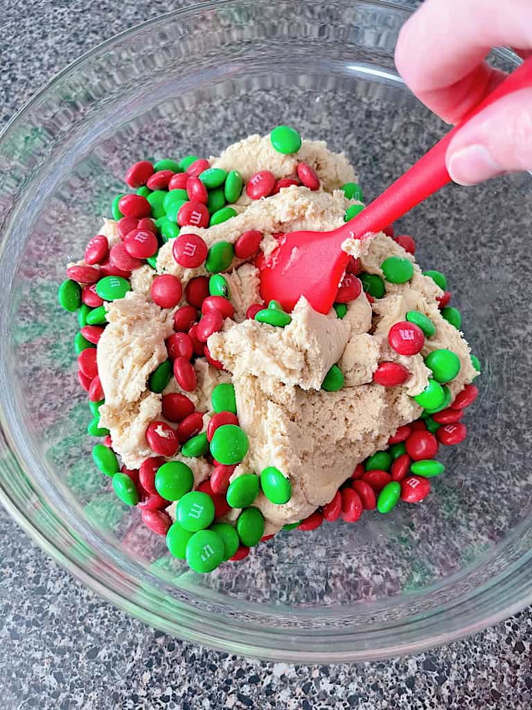 Stir in the M&Ms by hand.