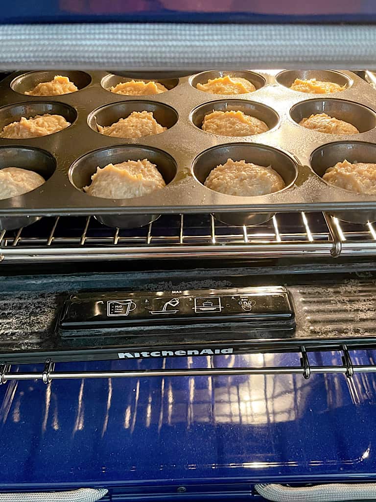 Bake the muffins at 350 degrees for 15-20 minutes.