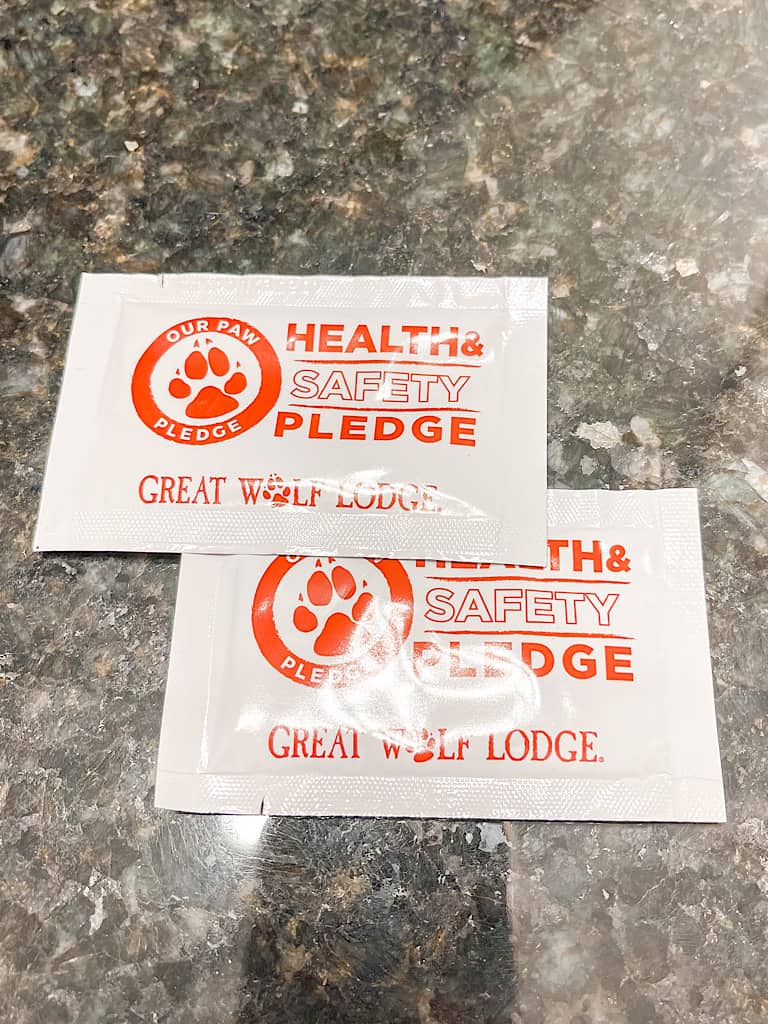 Antibacterial hand wipes from Great Wolf Lodge