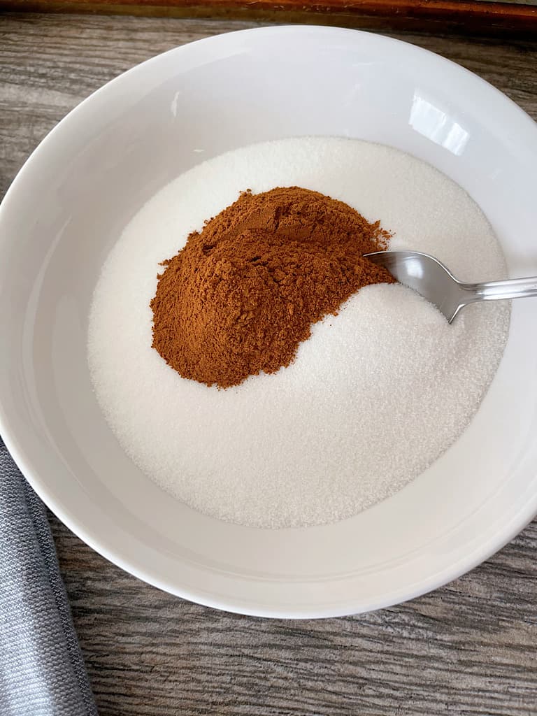 Cinnamon Sugar Coating: Mix the sugar and cinnamon in a shallow bowl.
