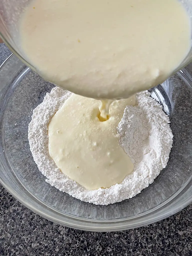 Add the ricotta cheese, sugar, and lemon zest and mix to combine.
