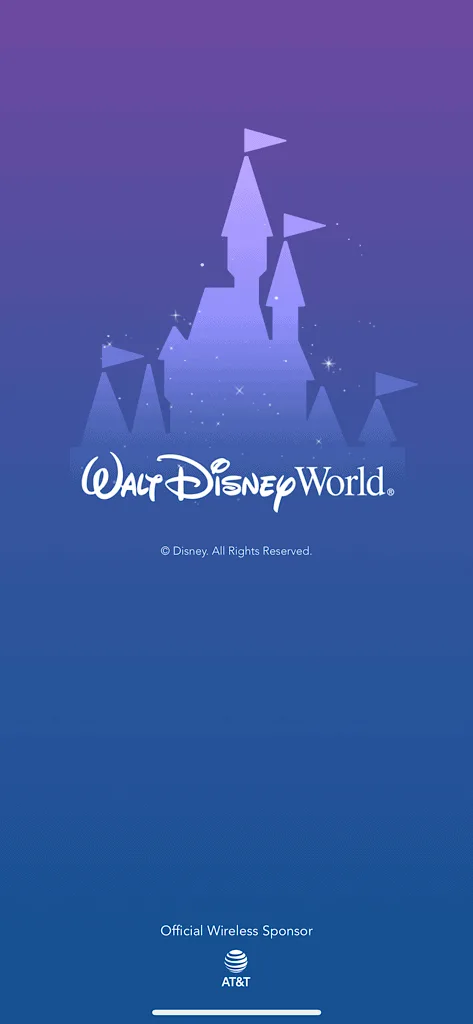 Opening page of the My Disney Experience App