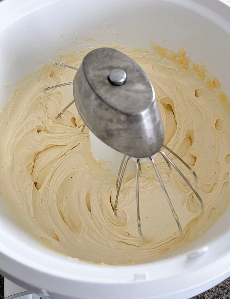 Use the whisk attachment to mix the ingredients for 2-3 minutes until the batter is light and fluffy.