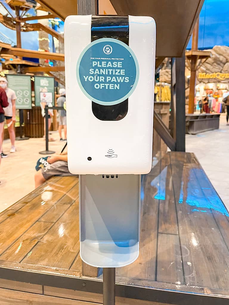 Hand sanitizing station at Great Wolf Lodge in Arizona during COVID