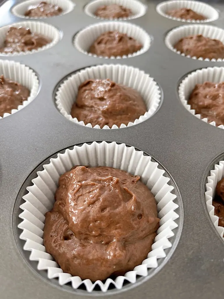 Cake batter in cupcake liners