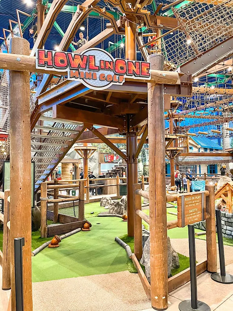 Entrance to the mini golf course at Great Wolf Lodge included with a Wolf Pass
