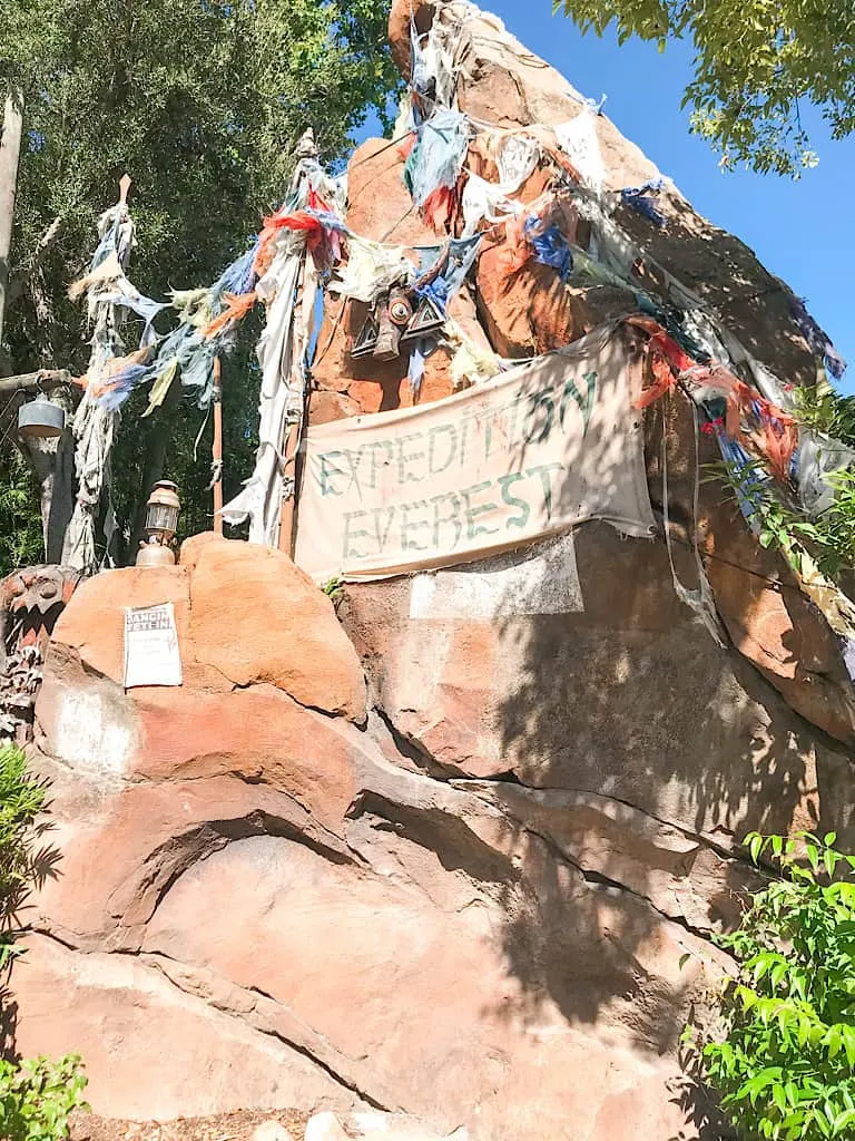 A rock with a sign that says, Expedition Everest.