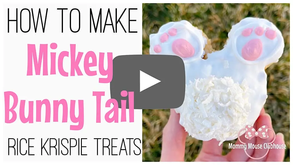 YouTube thumbnail that says, "How to make Mickey Bunny Tail Rice Krispie Treats."