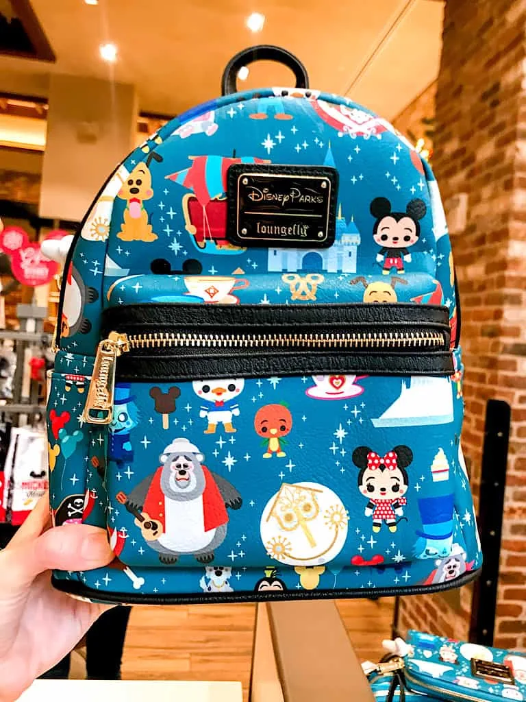 A blue Disney Parks Loungefly backpack.