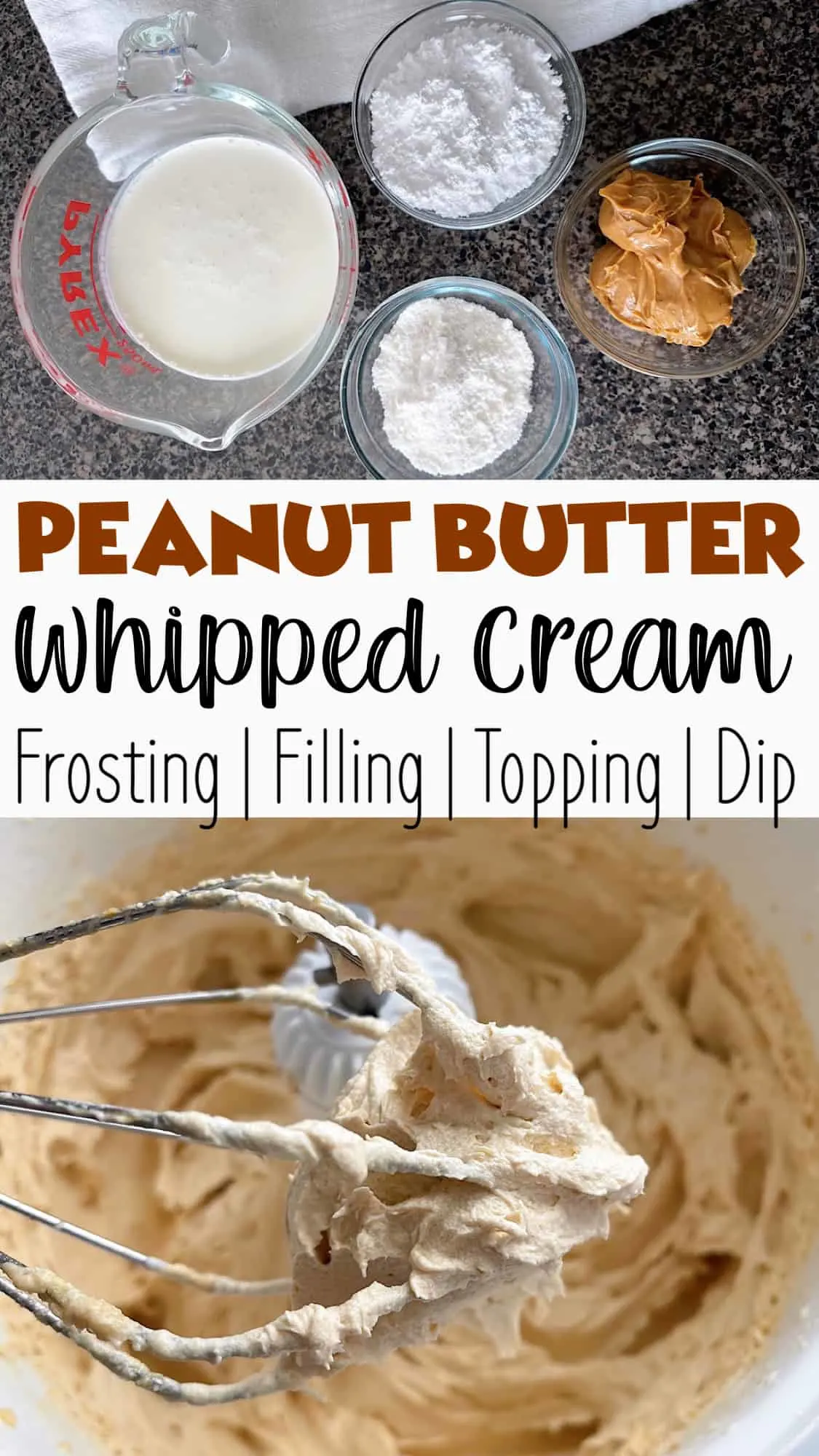Peanut Butter Whipped Cream Pinterest image.