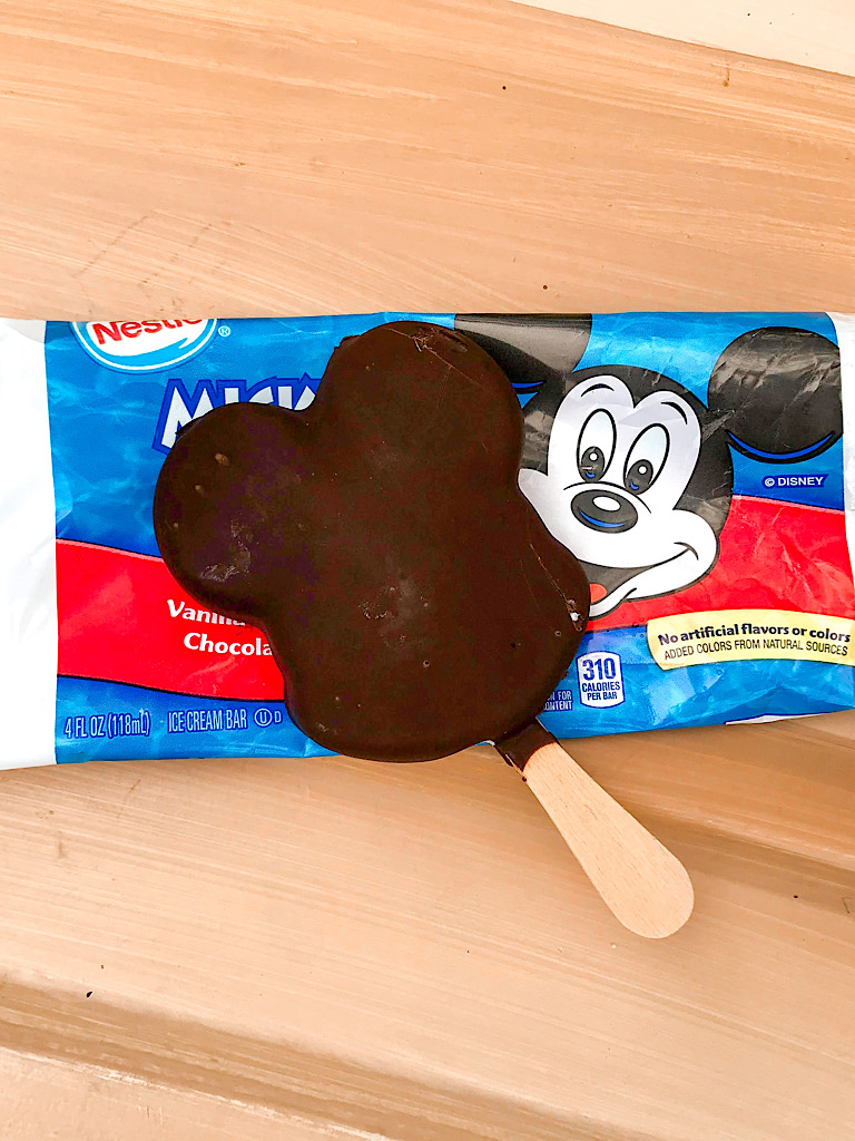 Mickey shaped ice cream bar.