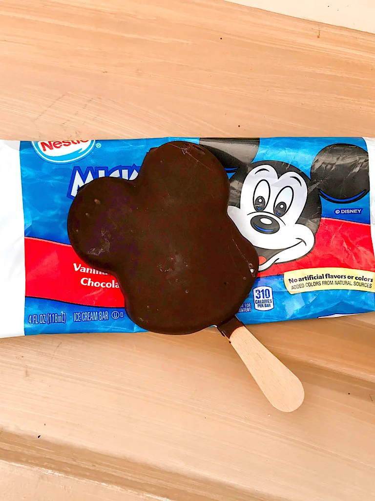 Mickey shaped ice cream bar.
