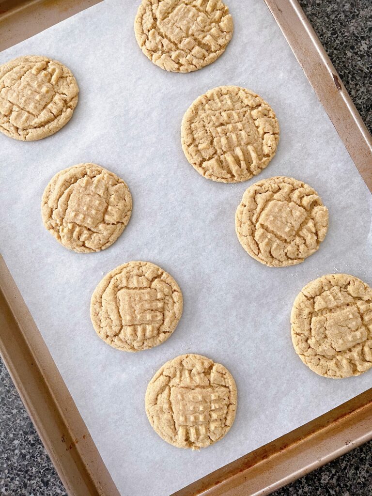 Peanut Butter Cookies on a baking sheet.