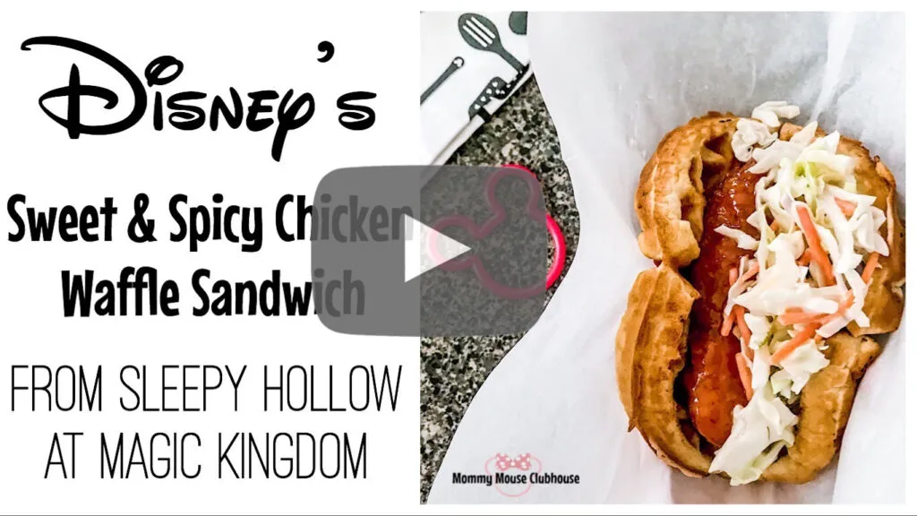 Disney's Sweet & Spicy Chicken Waffle Sandwich YouTube Thumbnail.