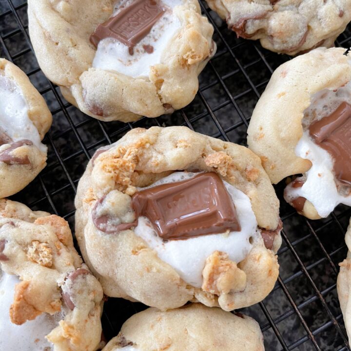 A close up of S'mores Cookies with Graham Crackers.