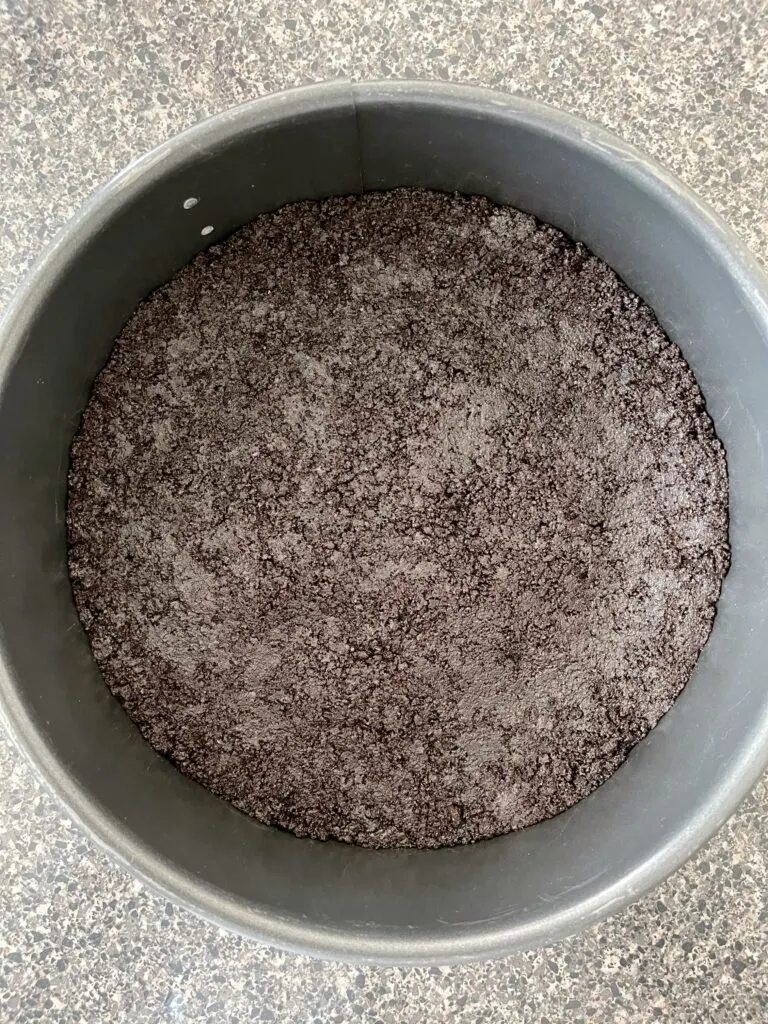 A baked OREO cookie crust.