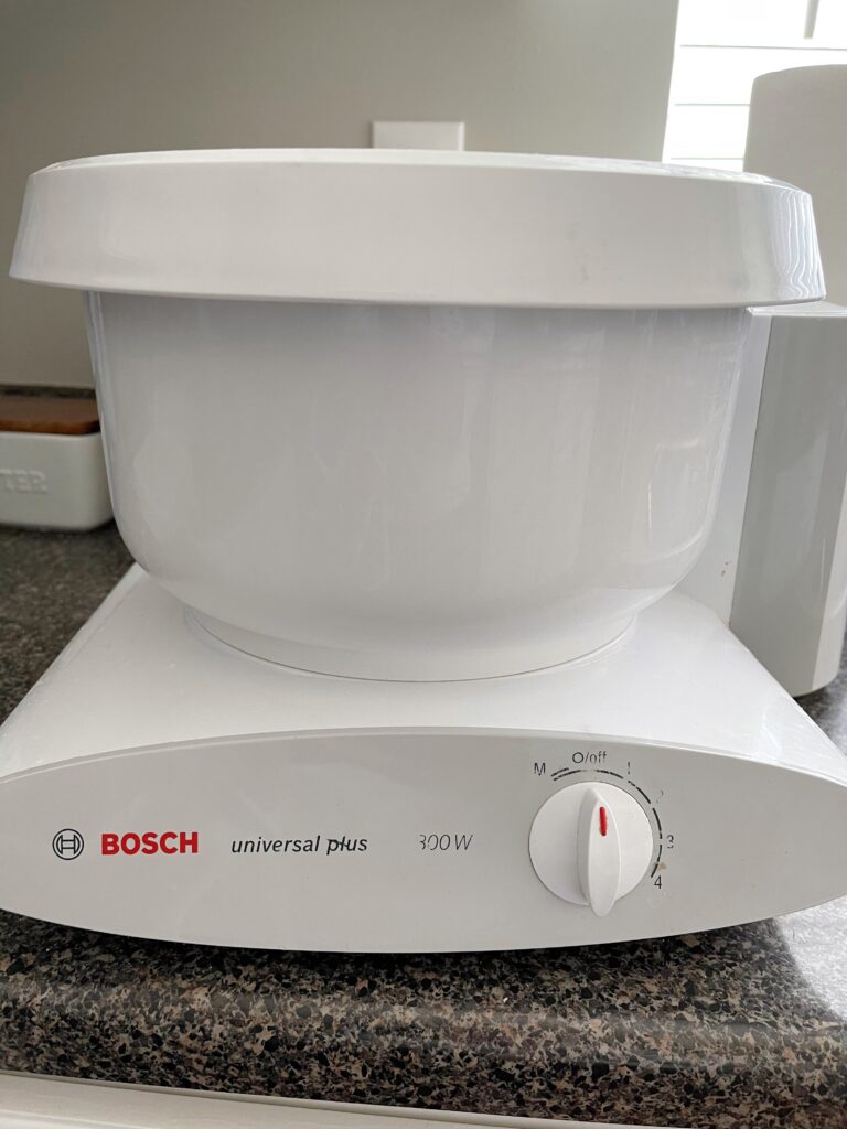 Bosch Mixer on a kitchen counter.