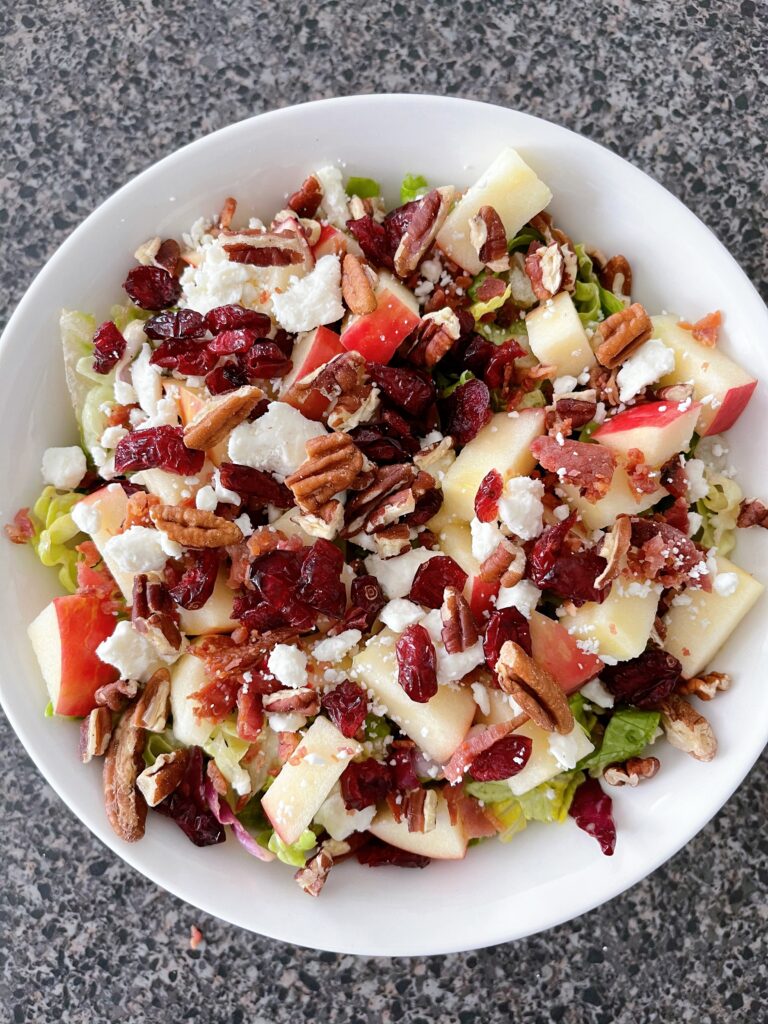 A bowl of apple salad.