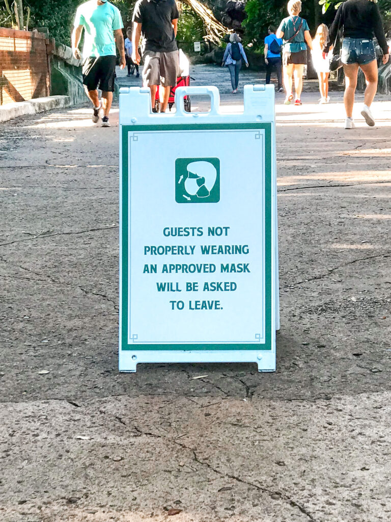 Disney World Mask requirement sign at Animal Kingdom.