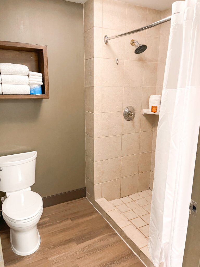 Bathroom in a Grizzly Bear Suite at Great Wolf Lodge Texas.