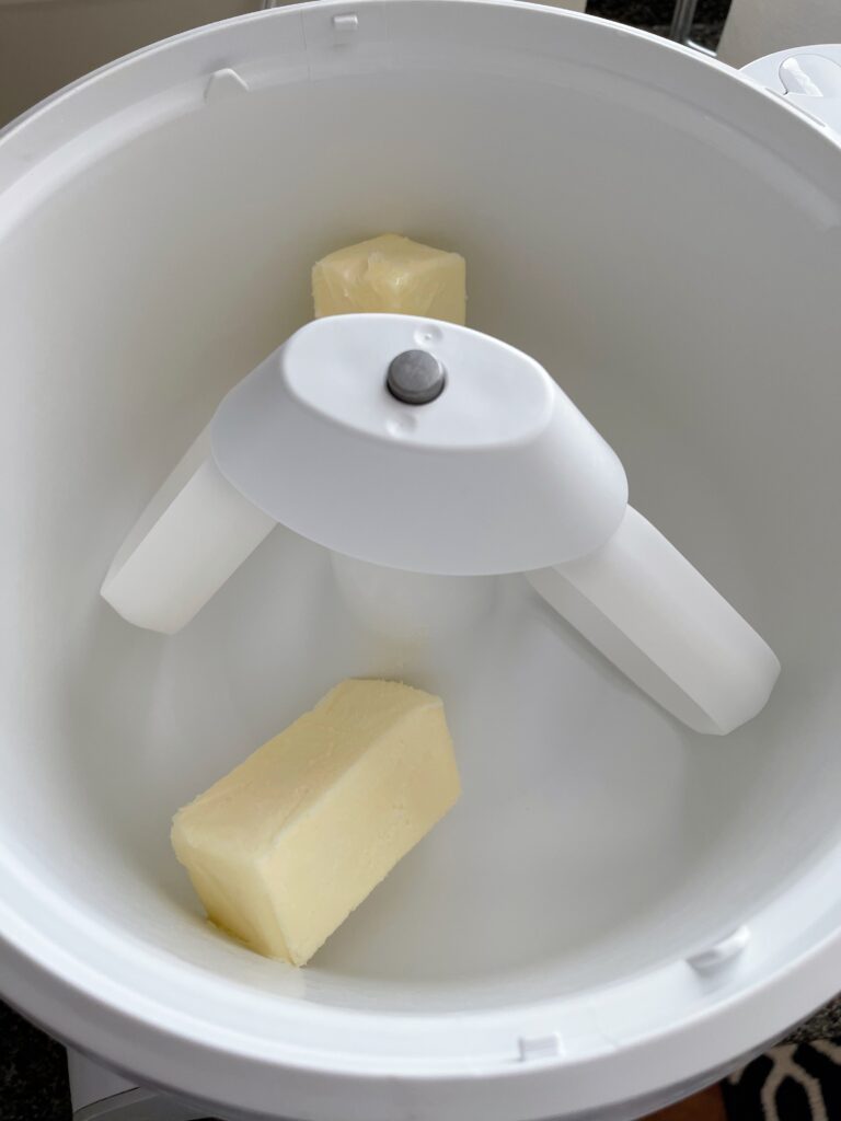 Butter in a stand mixer.