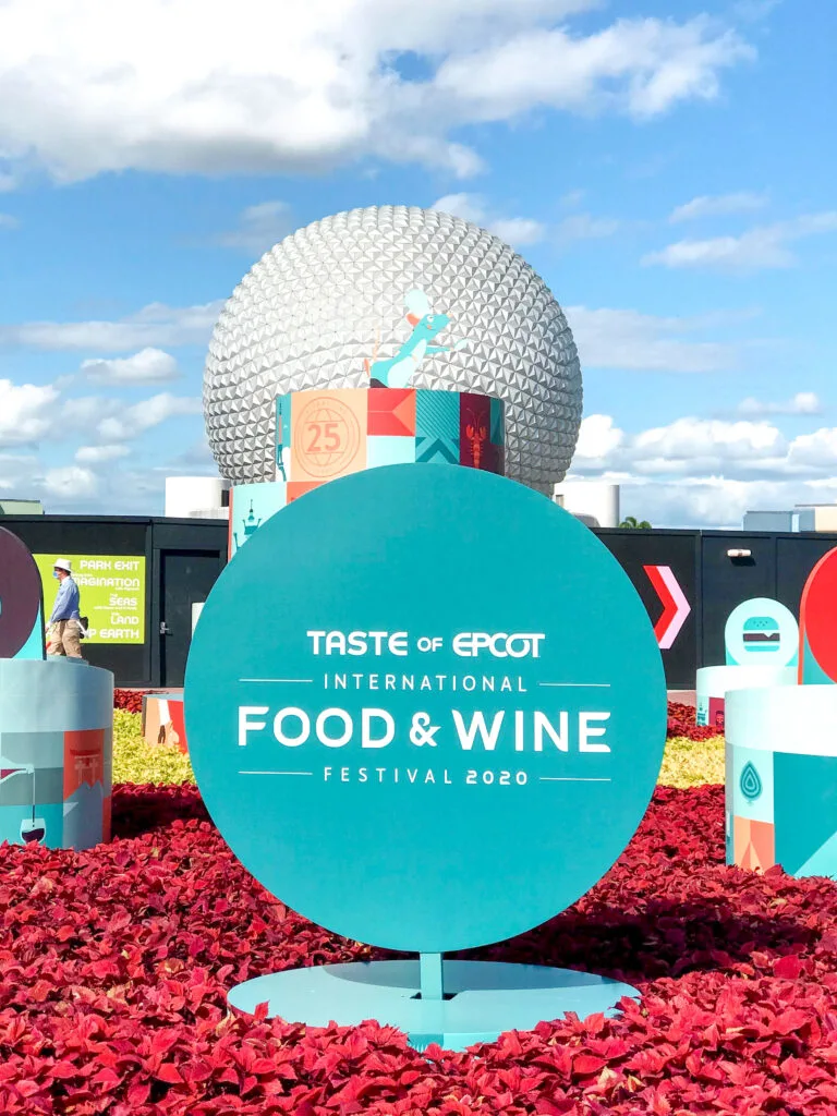 Sign for Epcot International Food & Wine Festival.