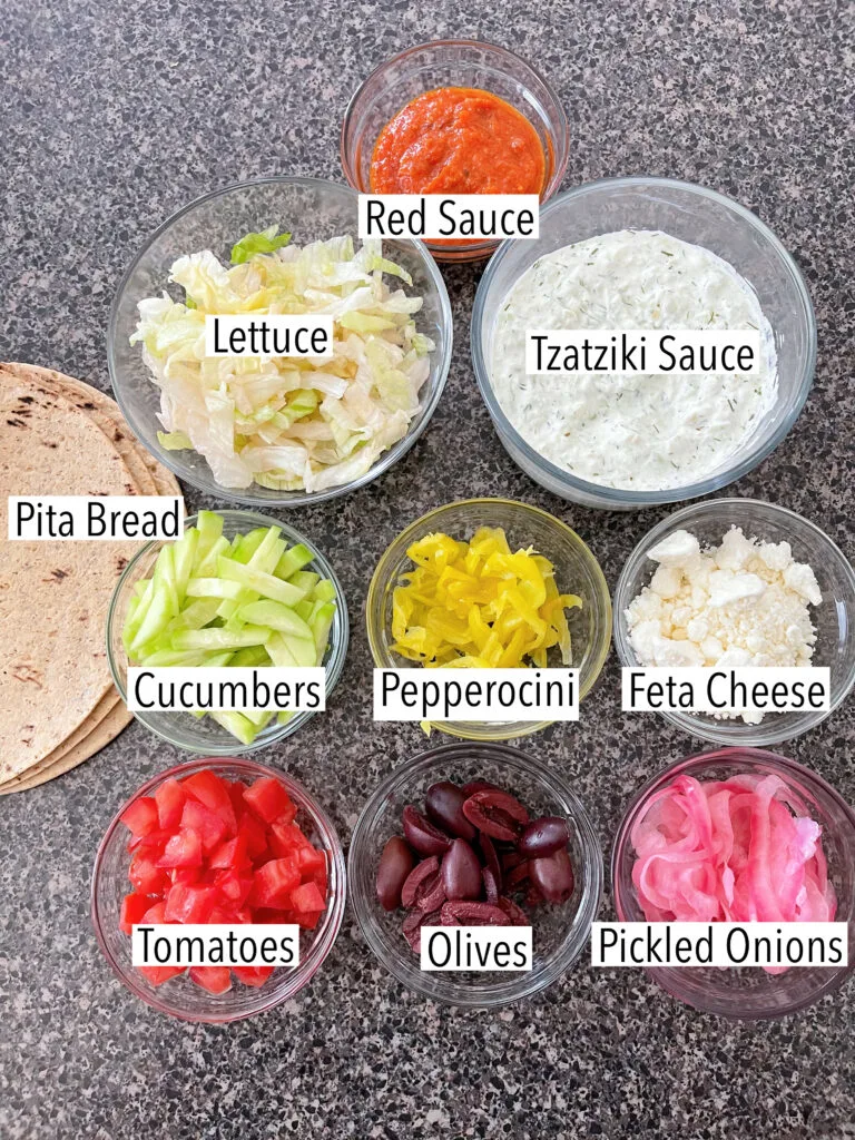 Ingredients for vegetarian gyros.