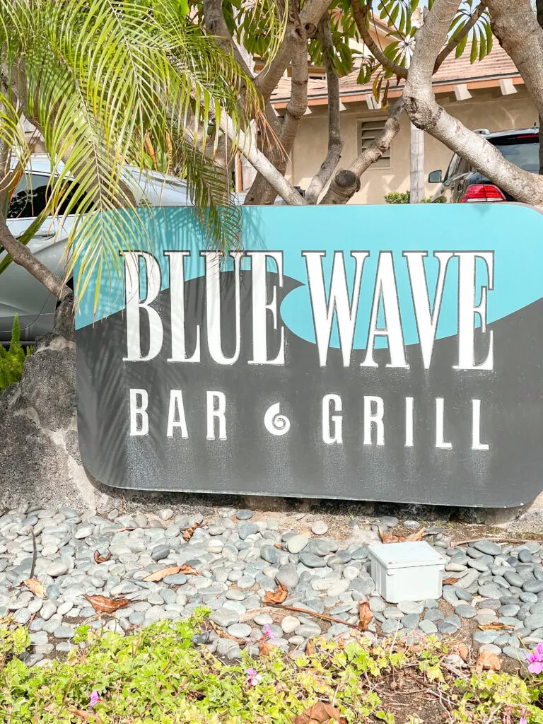 Blue Wave Bar & Grill sign at Best Western Island Palms Hotel in San Diego.