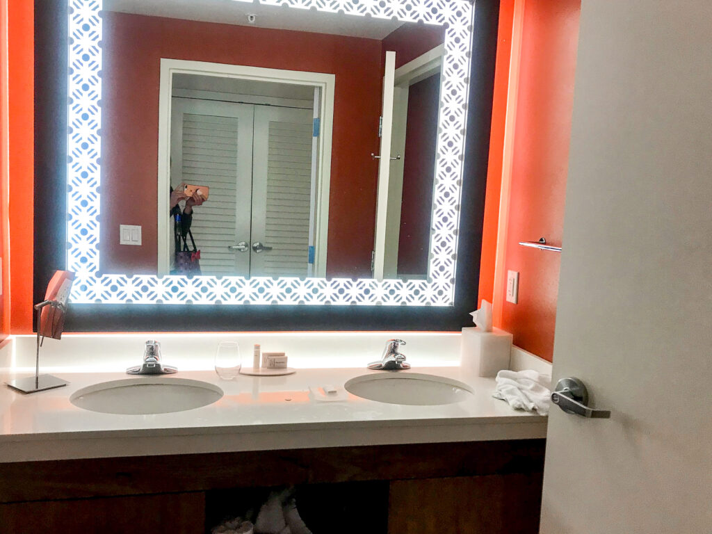 Bathroom vanity at Courtyard Anaheim Theme Park Entrance.