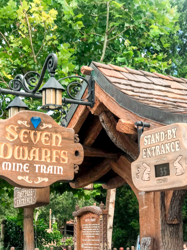 Entrance to Seven Dwarfs Mine Train at Magic Kingdom Park.