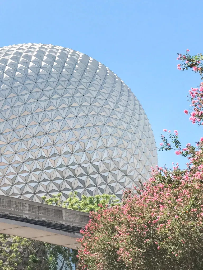 A view of Spaceship Earth at Epcot.