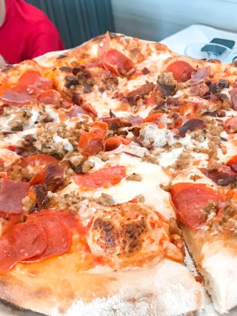 Italian meat pizza from Pizza Nova Point Loma in San Diego.