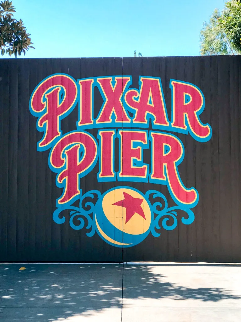 Pixar Pier sign at Disney California Adventure.