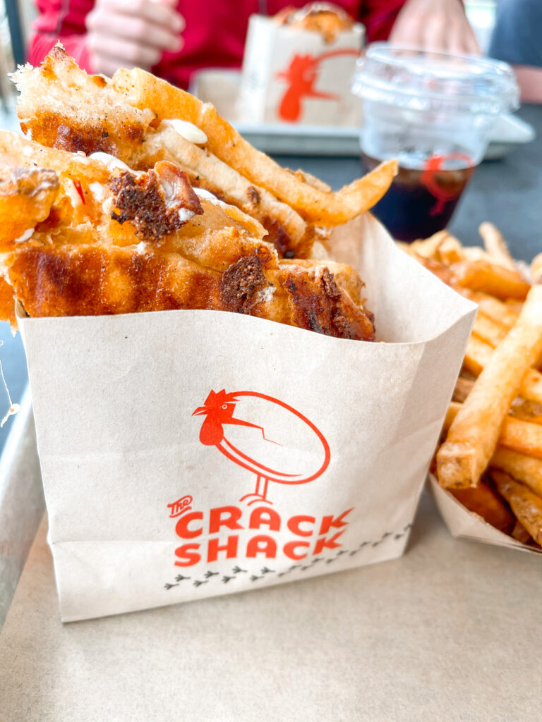 Cali-Drip sandwich and fries from The Crack Shack in Little Italy San Diego.