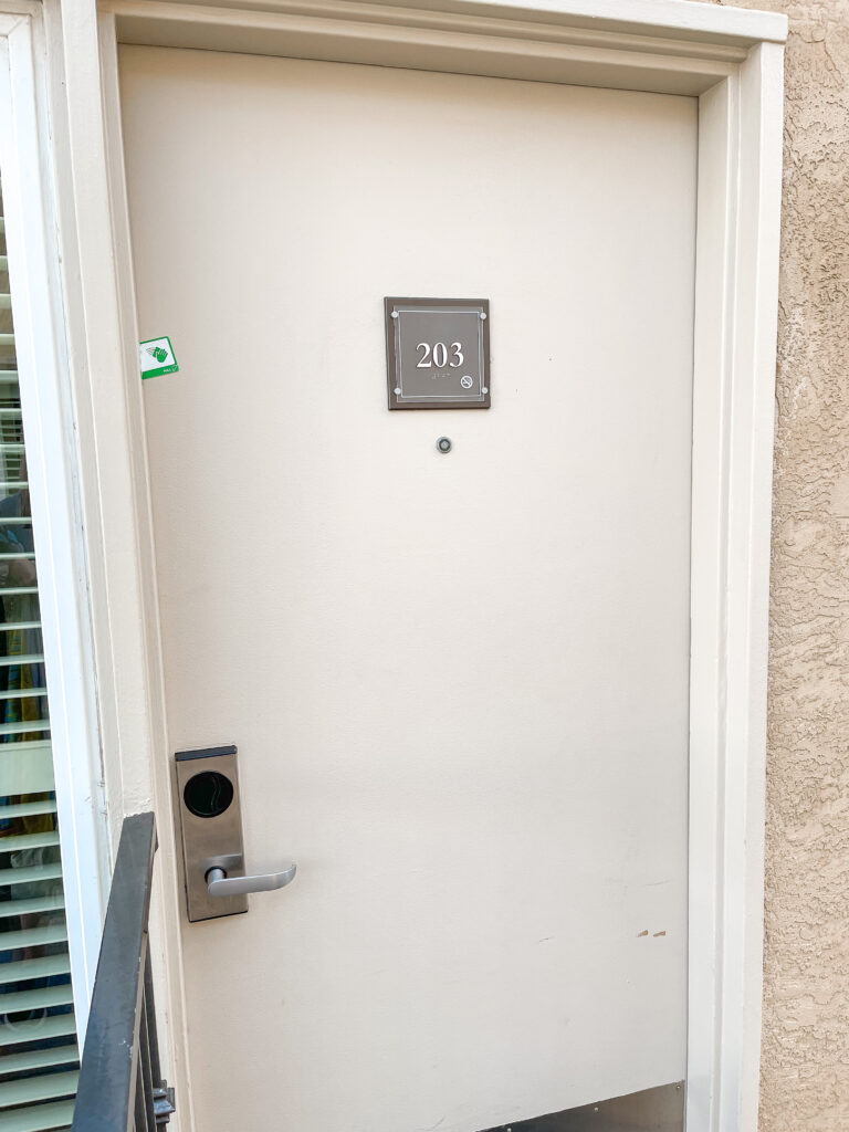 Entrance to hotel room at Best Western Island Palms.