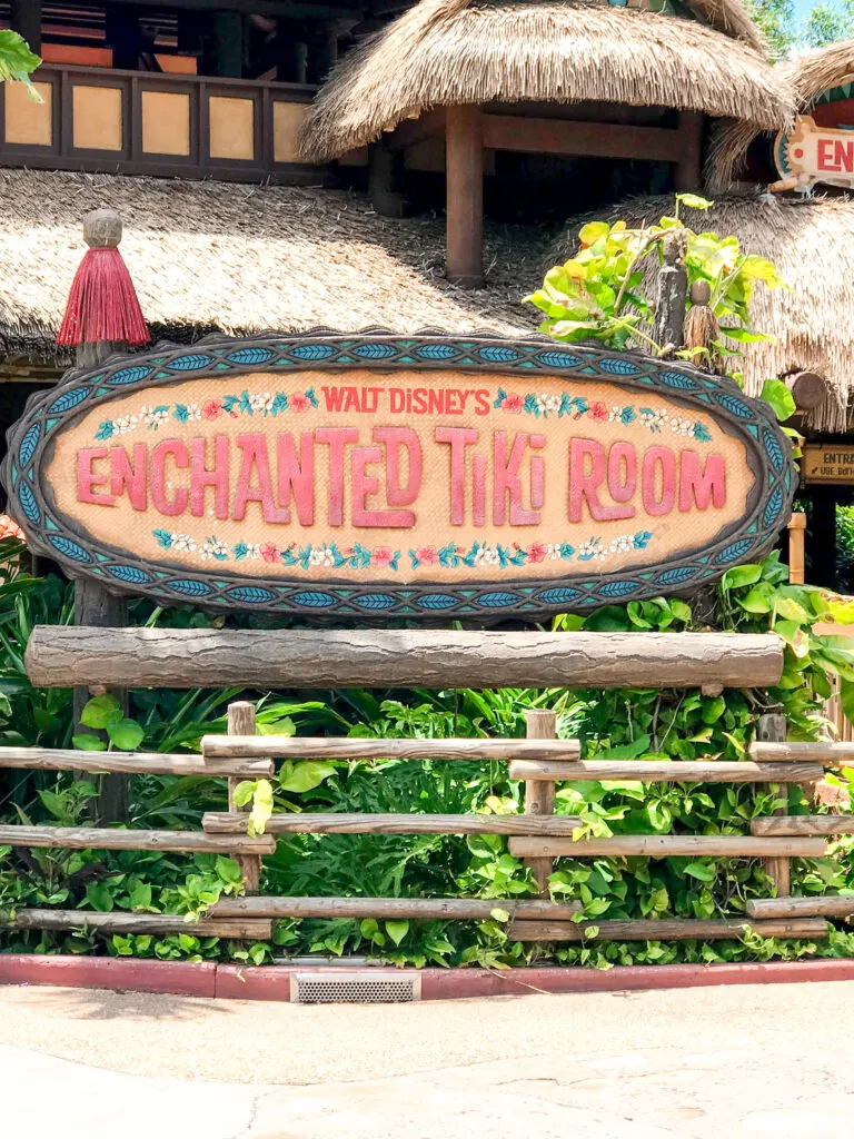 Enchanted Tiki Room sign at Magic Kingdom