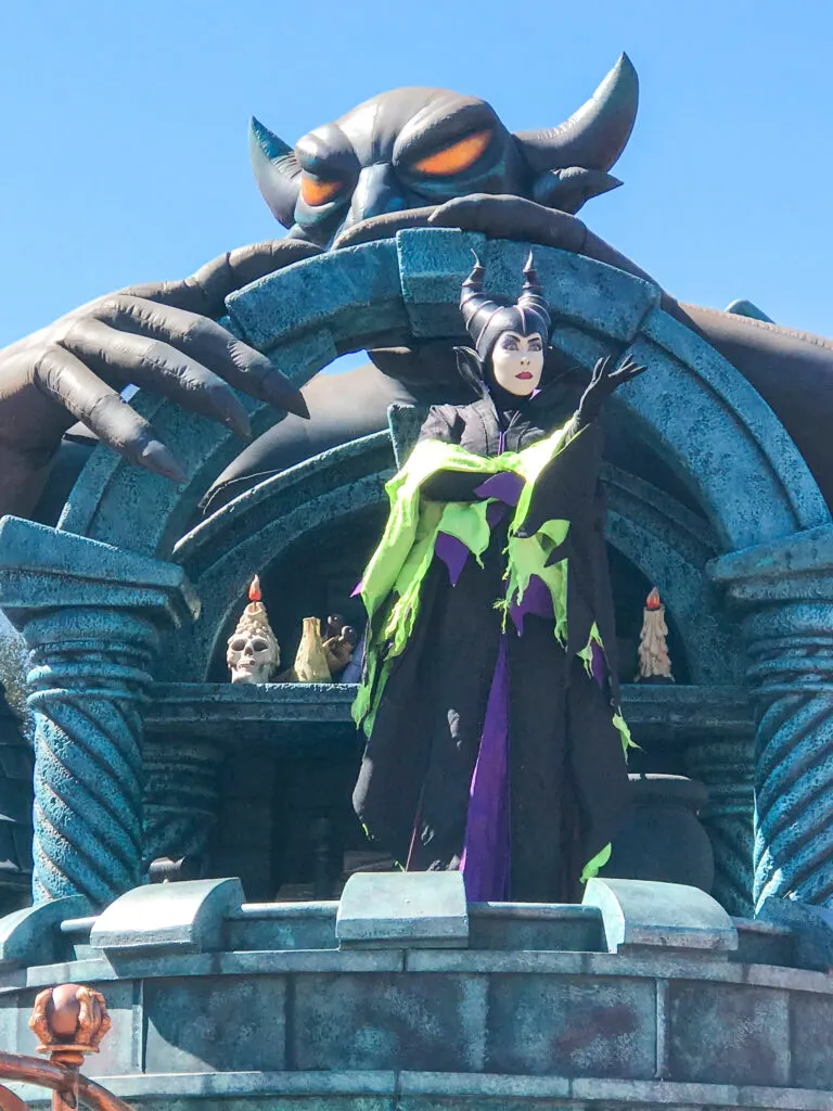 Maleficent in a cavalcade at Disneyland.