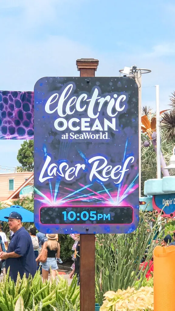 Sign for Electric Ocean event at Sea World.