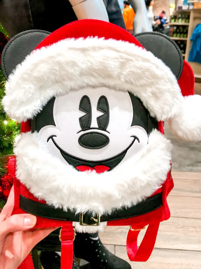 Santa Mickey Mouse Loungefly Backpack.