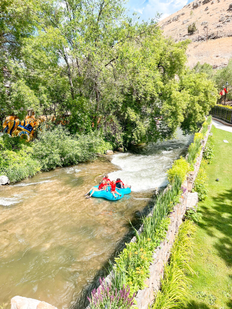 A tube floating down the Portneuf River at Lava Hot Springs.
